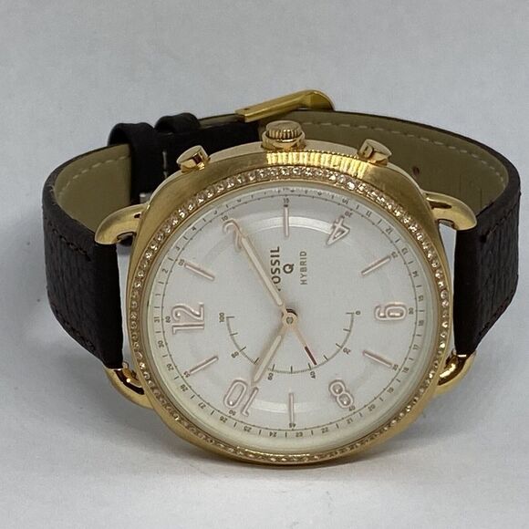 Fossil FTW1208 Women's Brown Leather White Analog Dial Hybrid Smartwatch XX765 - Picture 7 of 12
